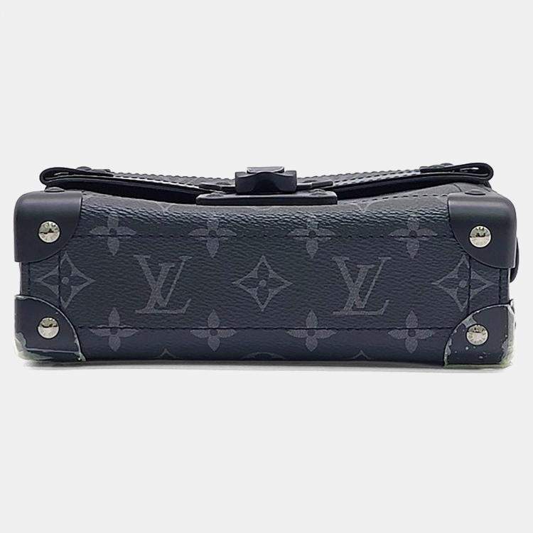 Pre Owned Louis Vuitton Black Leather and PVC Eclipse Soul Trunk Bag
