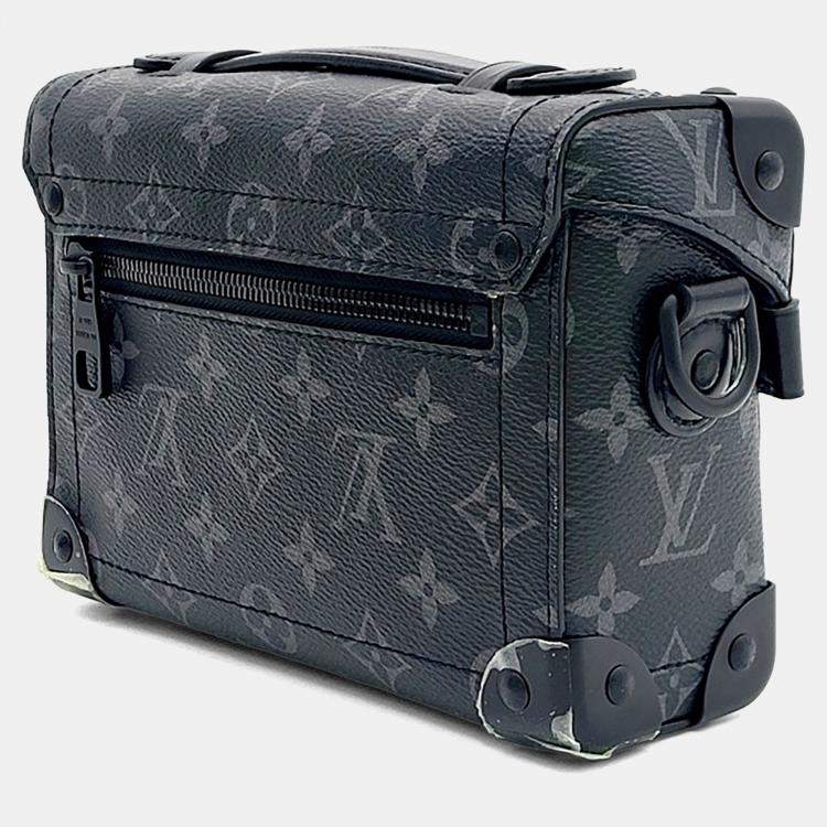 Pre Owned Louis Vuitton Black Leather and PVC Eclipse Soul Trunk Bag