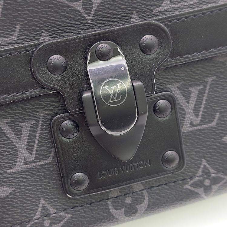 Pre Owned Louis Vuitton Black Leather and PVC Eclipse Soul Trunk Bag