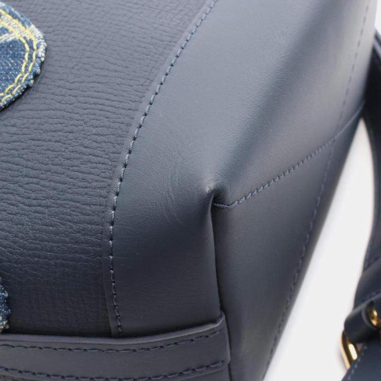 Pre Owned Louis Vuitton Nigo Japanese Cruiser Handbag Denim Taurillon Leather Monogram Denim Navy