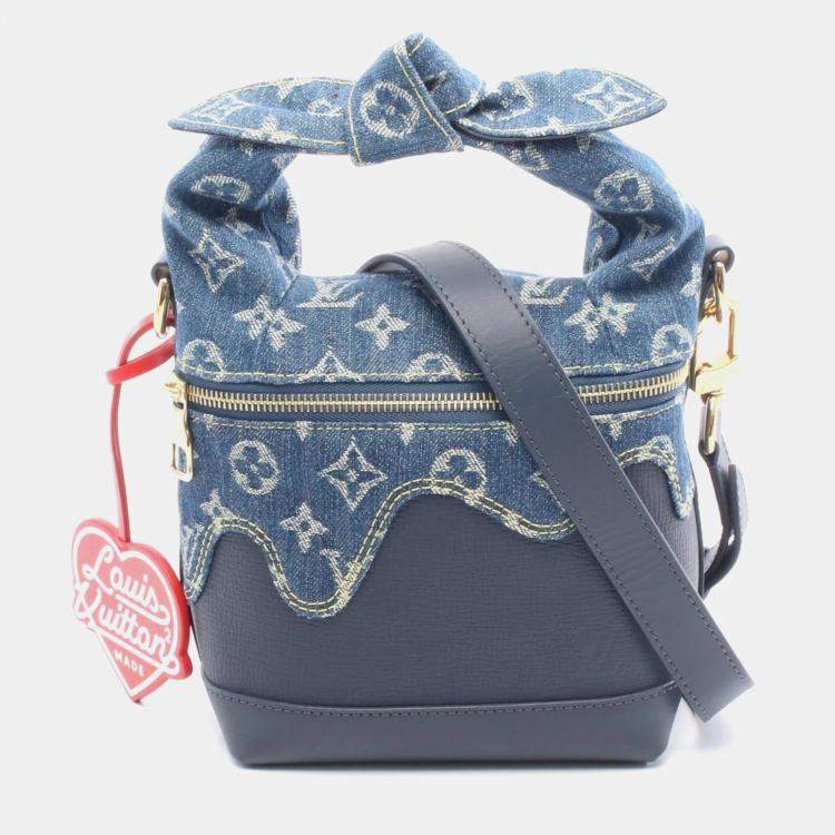 Pre Owned Louis Vuitton Nigo Japanese Cruiser Handbag Denim Taurillon Leather Monogram Denim Navy