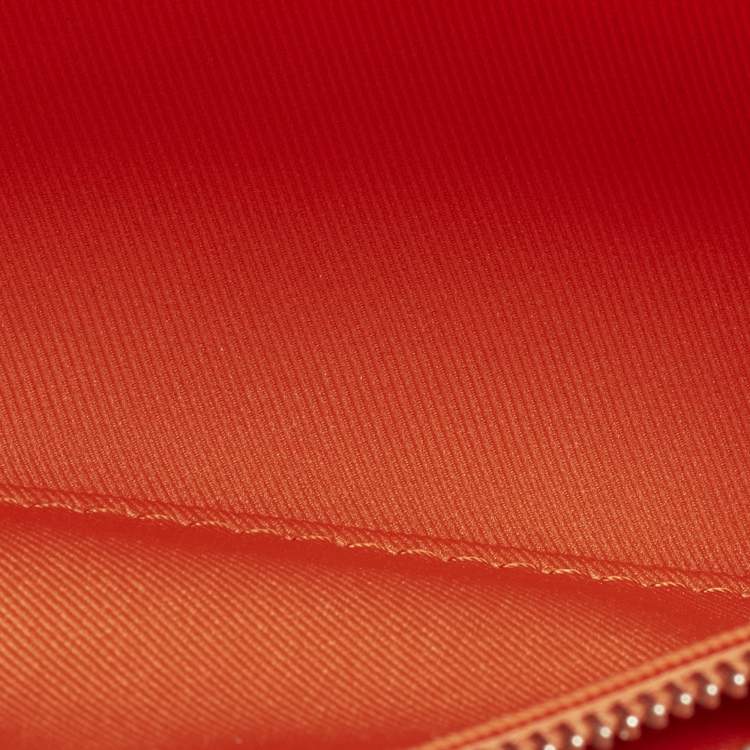 Pre Owned Louis Vuitton Steamer Orange Monogram Taurillon Leather Wearable Wallet