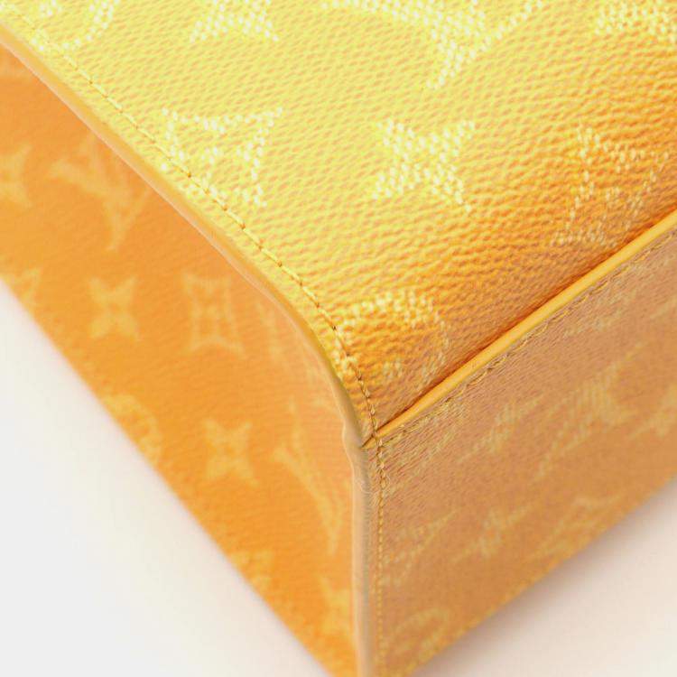 Pre Owned Louis Vuitton Sac Plat 24H Yellow Monogram Coated Canvas Leather Tote Bag