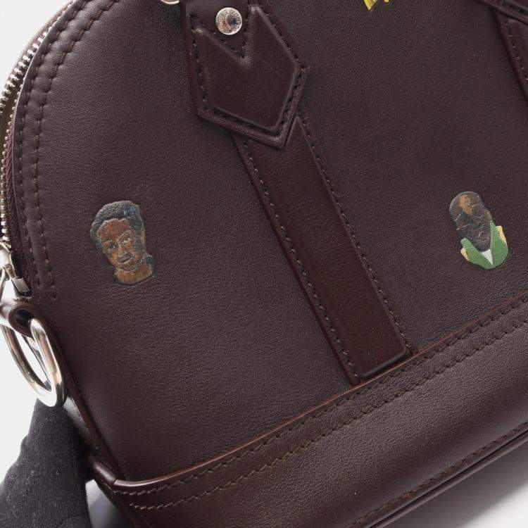 Pre Owned Louis Vuitton Alma Henry Taylor 25 Brown Multicolor Leather Top Handle Bag