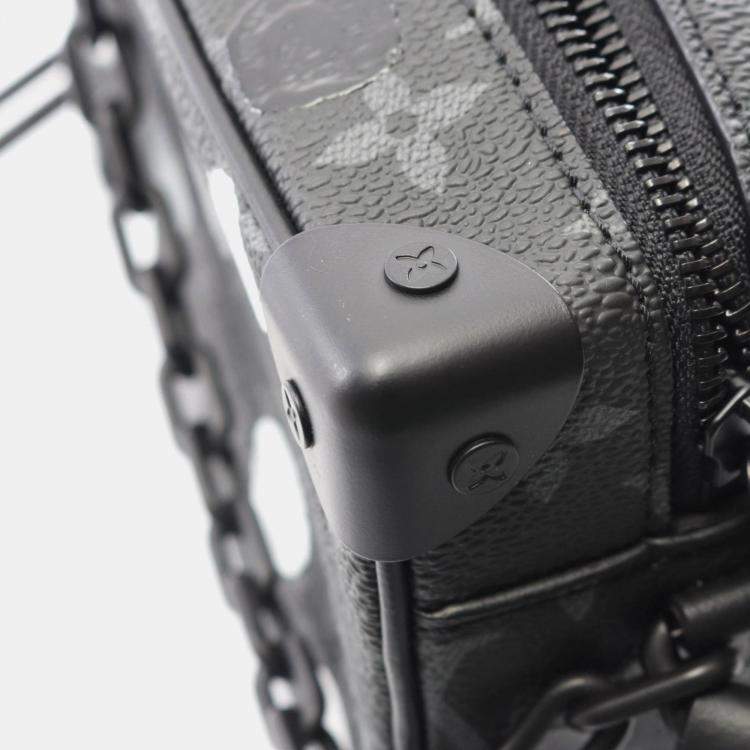 Pre Owned Louis Vuitton Lv X Yk Mini Soft Trunk Monogram Eclipse Shoulder Bag In Coated Canvas And Leather Black