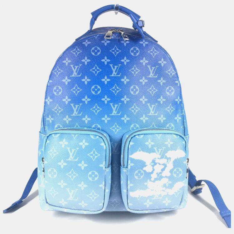 Pre Owned Louis Vuitton Monogram Clouds Multi-Pocket Backpack Leather Blue