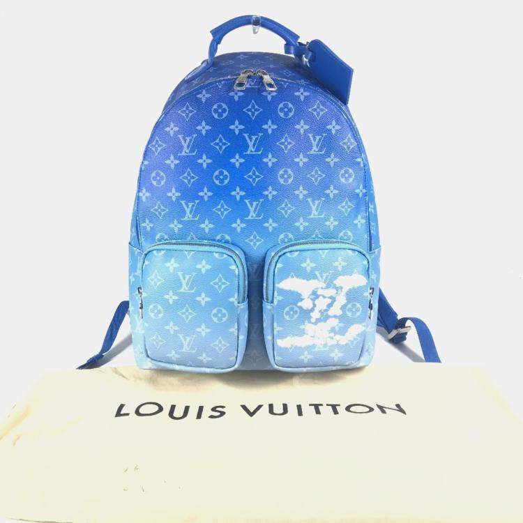 Pre Owned Louis Vuitton Monogram Clouds Multi-Pocket Backpack Leather Blue