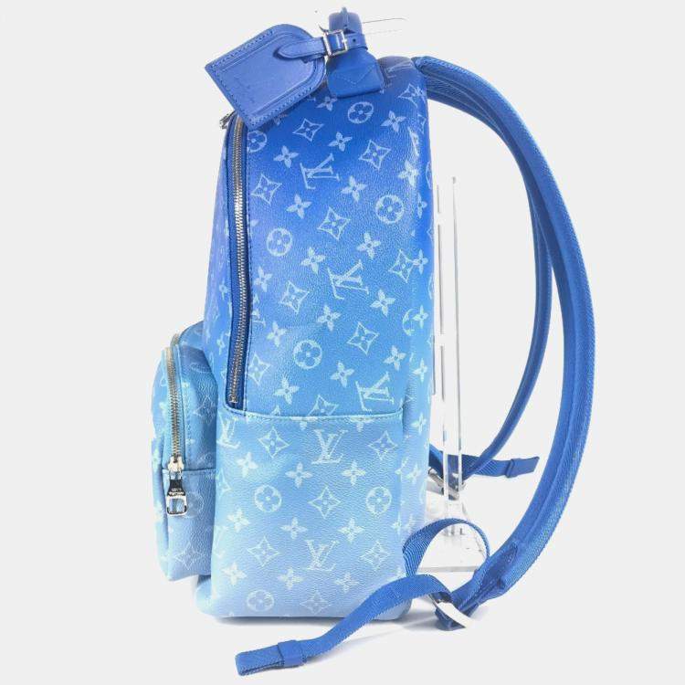 Pre Owned Louis Vuitton Monogram Clouds Multi-Pocket Backpack Leather Blue