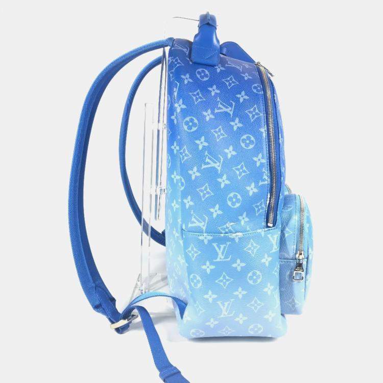 Pre Owned Louis Vuitton Monogram Clouds Multi-Pocket Backpack Leather Blue