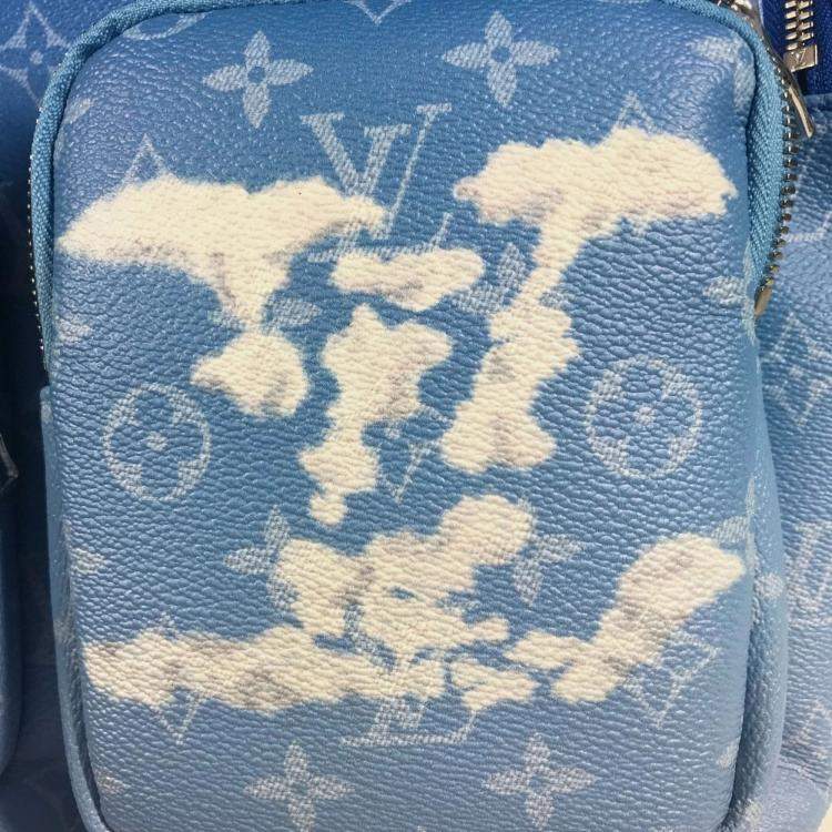 Pre Owned Louis Vuitton Monogram Clouds Multi-Pocket Backpack Leather Blue