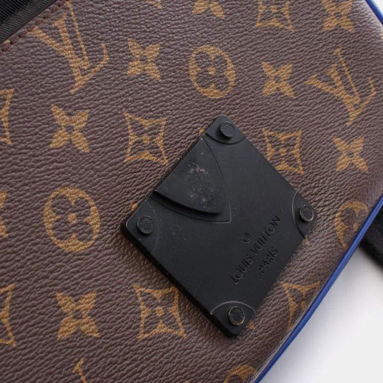 Pre Owned Louis Vuitton S-Lock Messenger Handbag In Coated Canvas And Leather With Monogram Macassar Brown Blue