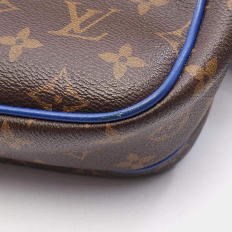 Pre Owned Louis Vuitton S-Lock Messenger Handbag In Coated Canvas And Leather With Monogram Macassar Brown Blue
