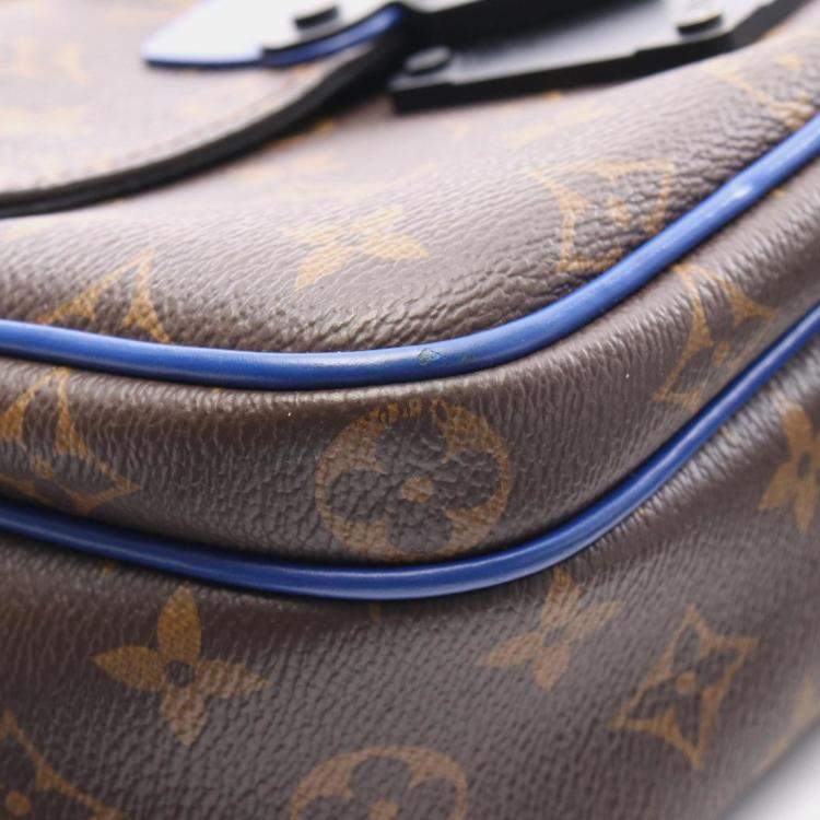 Pre Owned Louis Vuitton S-Lock Messenger Handbag In Coated Canvas And Leather With Monogram Macassar Brown Blue
