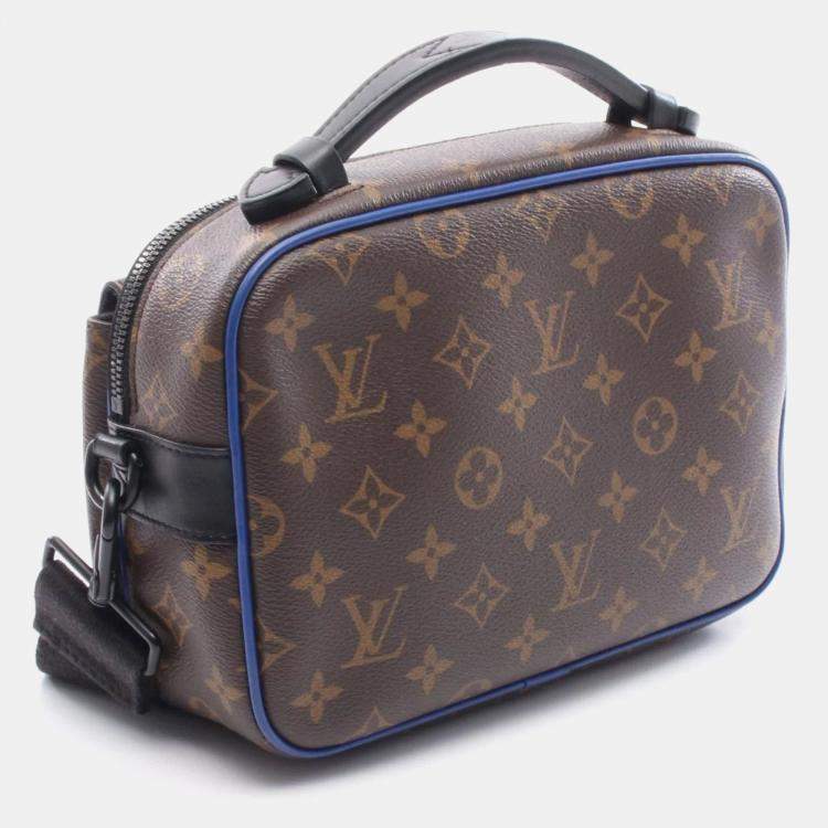 Pre Owned Louis Vuitton S-Lock Messenger Handbag In Coated Canvas And Leather With Monogram Macassar Brown Blue