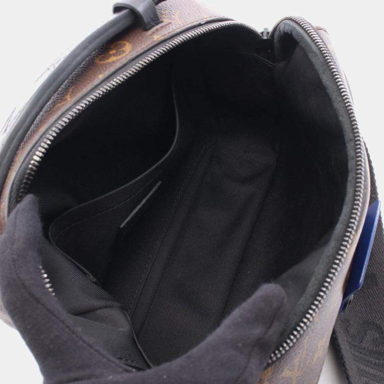 Pre Owned Louis Vuitton S-Lock Messenger Handbag In Coated Canvas And Leather With Monogram Macassar Brown Blue