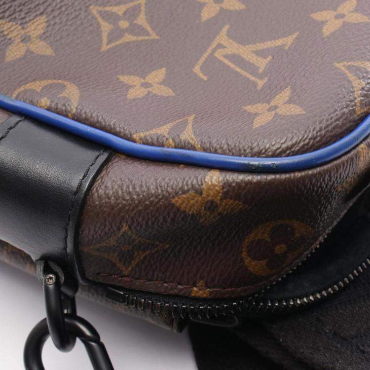 Pre Owned Louis Vuitton S-Lock Messenger Handbag In Coated Canvas And Leather With Monogram Macassar Brown Blue