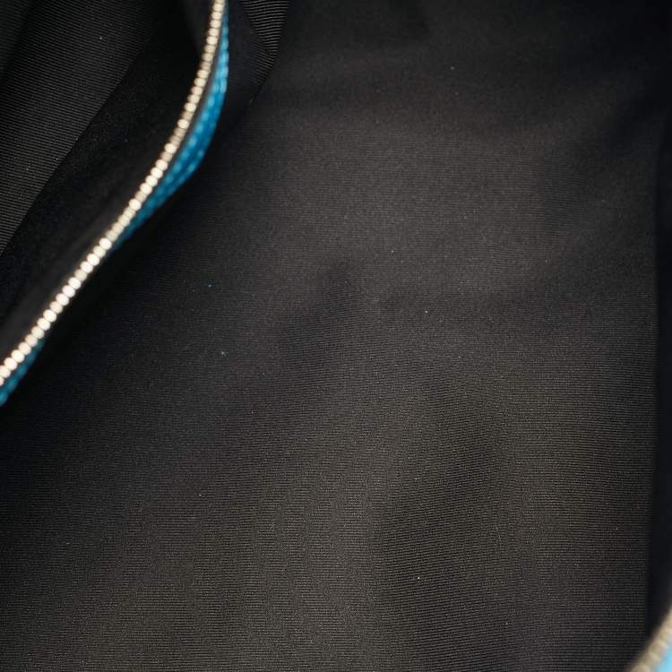 Pre Owned Louis Vuitton Keepall Bandoulière 50 Blue Lagoon Taigarama Leather Bag