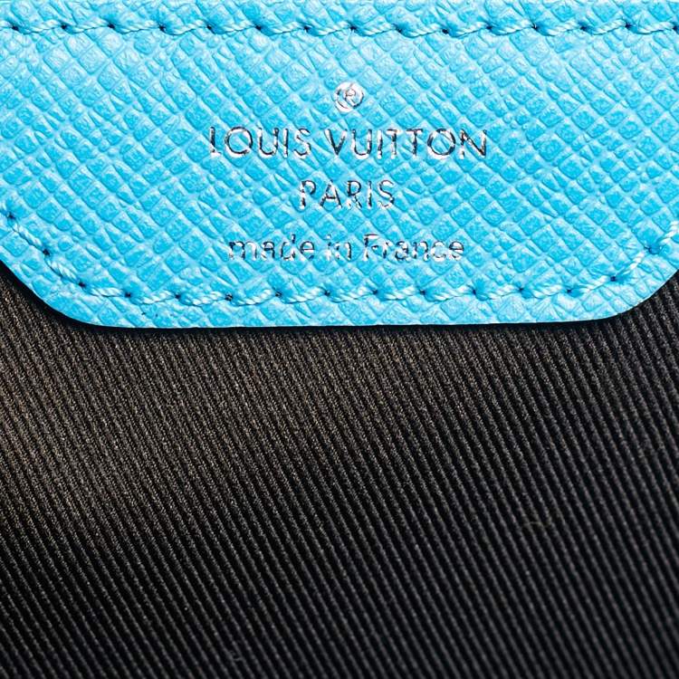 Pre Owned Louis Vuitton Keepall Bandoulière 50 Blue Lagoon Taigarama Leather Bag