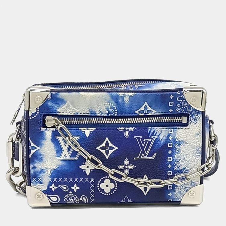 Pre Owned Louis Vuitton Blue Leather Mini Soft Trunk