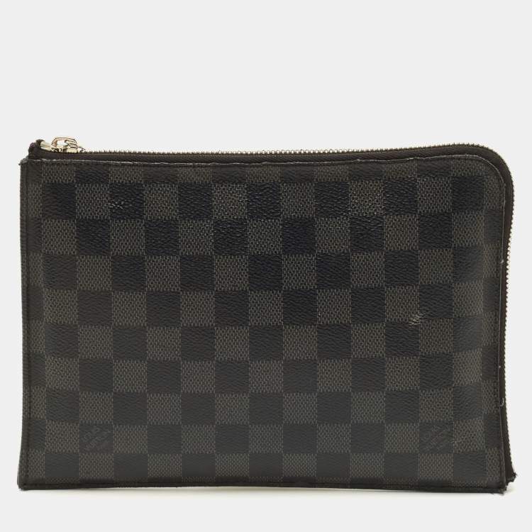 Pre Owned Louis Vuitton Zip Damier Graphite Canvas Pouch