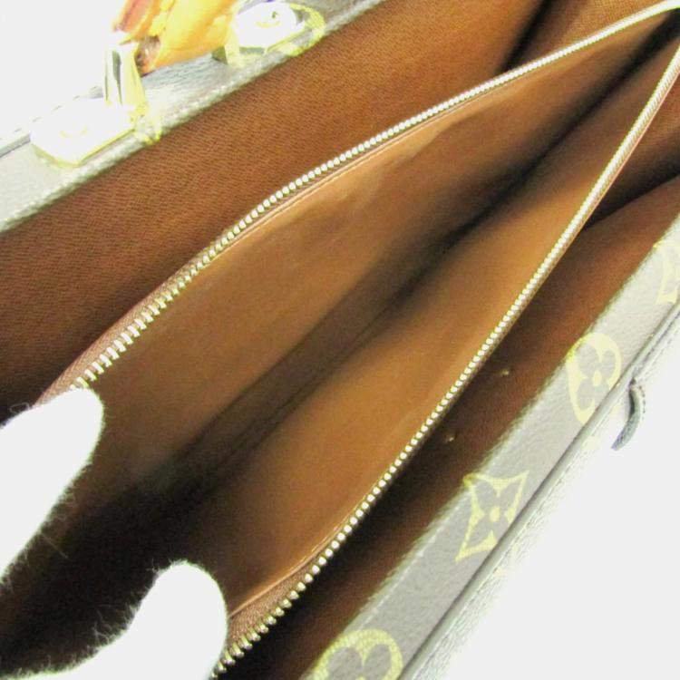 Pre Owned Louis Vuitton Monogram SELVIET Fermoir Briefcase Document Case Brown