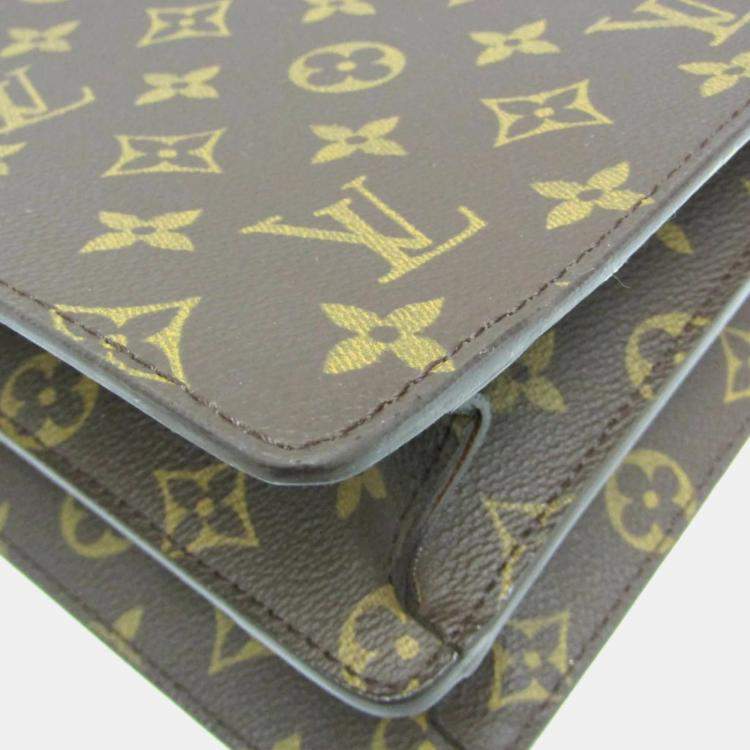 Pre Owned Louis Vuitton Monogram SELVIET Fermoir Briefcase Document Case Brown