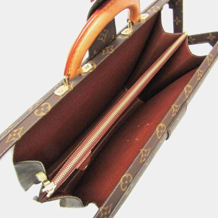 Pre Owned Louis Vuitton Monogram SELVIET Fermoir Briefcase Document Case Brown