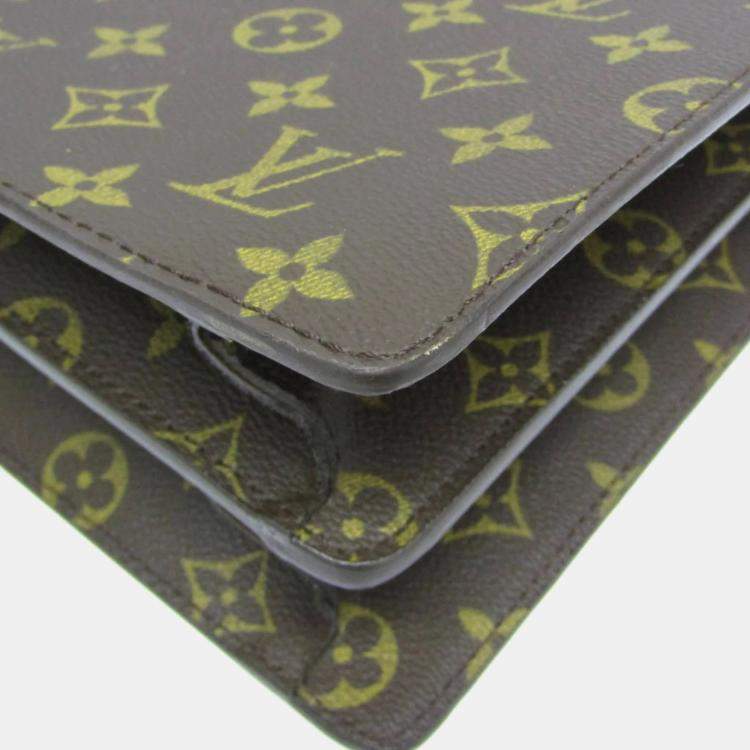 Pre Owned Louis Vuitton Monogram SELVIET Fermoir Briefcase Document Case Brown