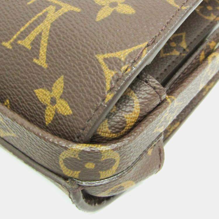 Pre Owned Louis Vuitton Monogram SELVIET Fermoir Briefcase Document Case Brown