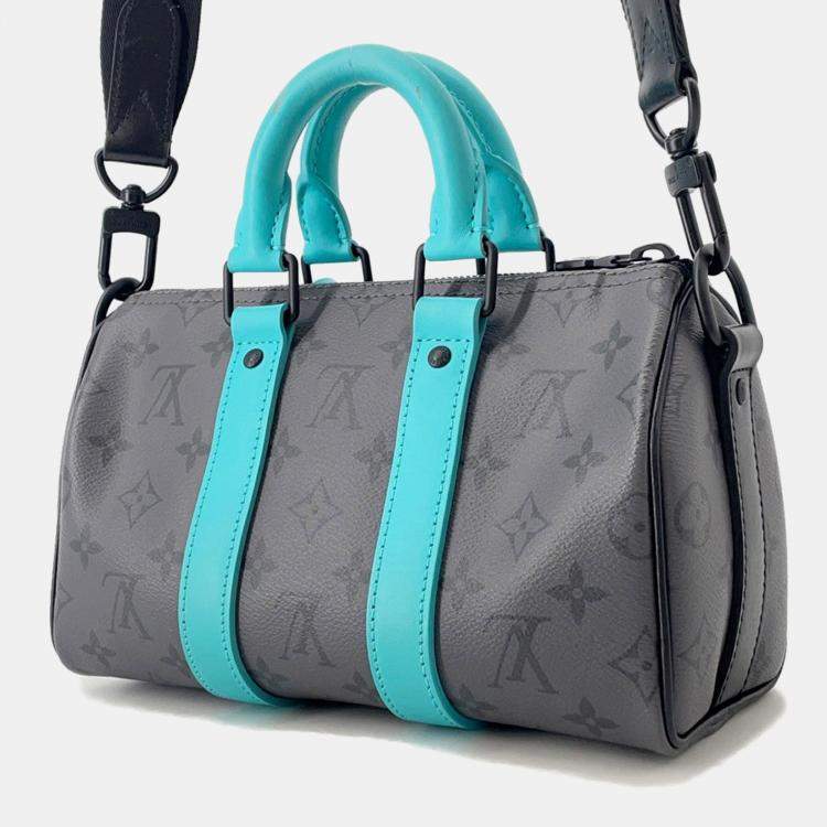 مملوكة مسبقًا Louis Vuitton Keepall Bandouliere Turquoise/Noir Monogram Eclipse Reverse Size 25