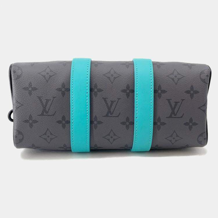 مملوكة مسبقًا Louis Vuitton Keepall Bandouliere Turquoise/Noir Monogram Eclipse Reverse Size 25