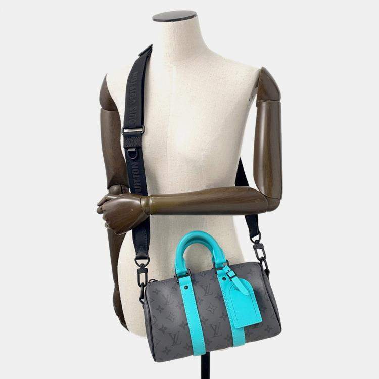 مملوكة مسبقًا Louis Vuitton Keepall Bandouliere Turquoise/Noir Monogram Eclipse Reverse Size 25