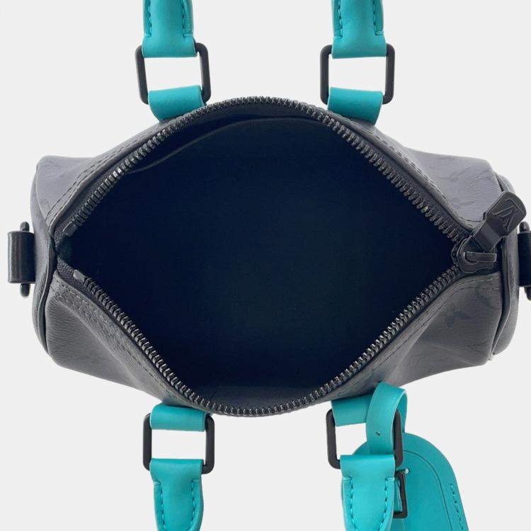 مملوكة مسبقًا Louis Vuitton Keepall Bandouliere Turquoise/Noir Monogram Eclipse Reverse Size 25
