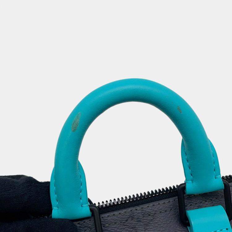 مملوكة مسبقًا Louis Vuitton Keepall Bandouliere Turquoise/Noir Monogram Eclipse Reverse Size 25