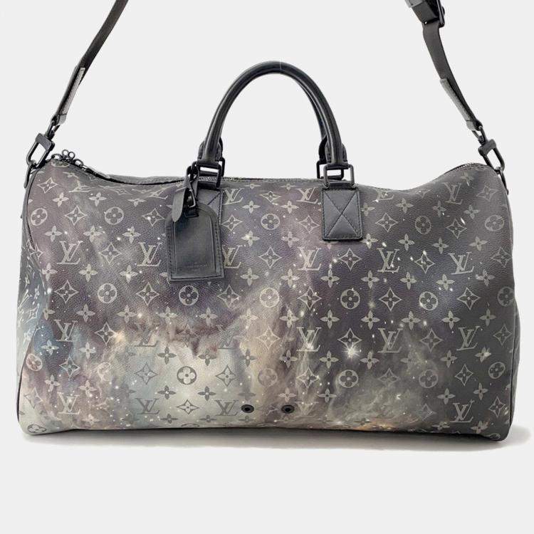 Pre Owned Louis Vuitton Keepall Bandouliere Black/Multicolor Monogram / Galaxy Size 50