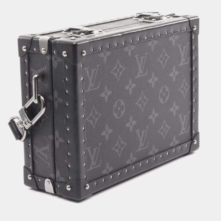 Pre Owned Louis Vuitton Monogram Eclipse Clutch Box Shoulder Bag In Pvc-Coated Canvas And Leather Black