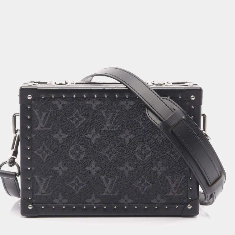 Pre Owned Louis Vuitton Monogram Eclipse Clutch Box Shoulder Bag In Pvc-Coated Canvas And Leather Black