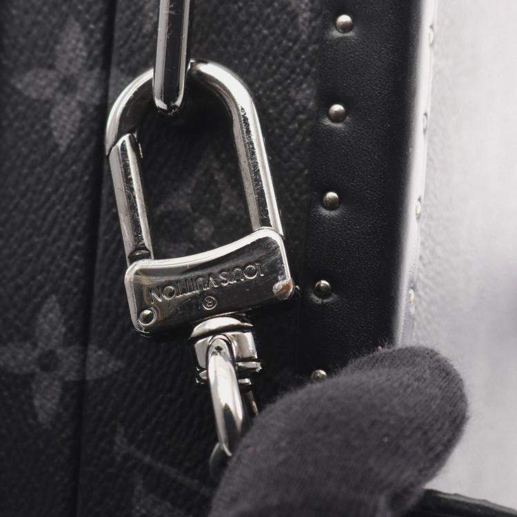 Pre Owned Louis Vuitton Monogram Eclipse Clutch Box Shoulder Bag In Pvc-Coated Canvas And Leather Black