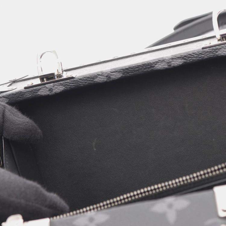 Pre Owned Louis Vuitton Monogram Eclipse Clutch Box Shoulder Bag In Pvc-Coated Canvas And Leather Black