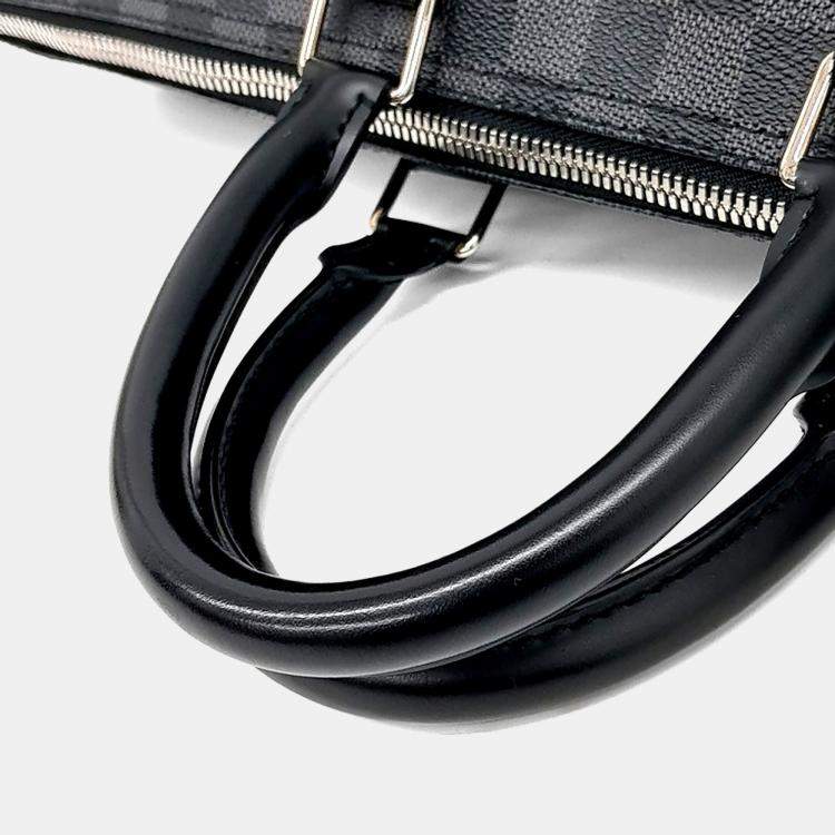 Pre Owned Louis Vuitton Black Leather and PVC Graphite Bandouliere Keepall 45