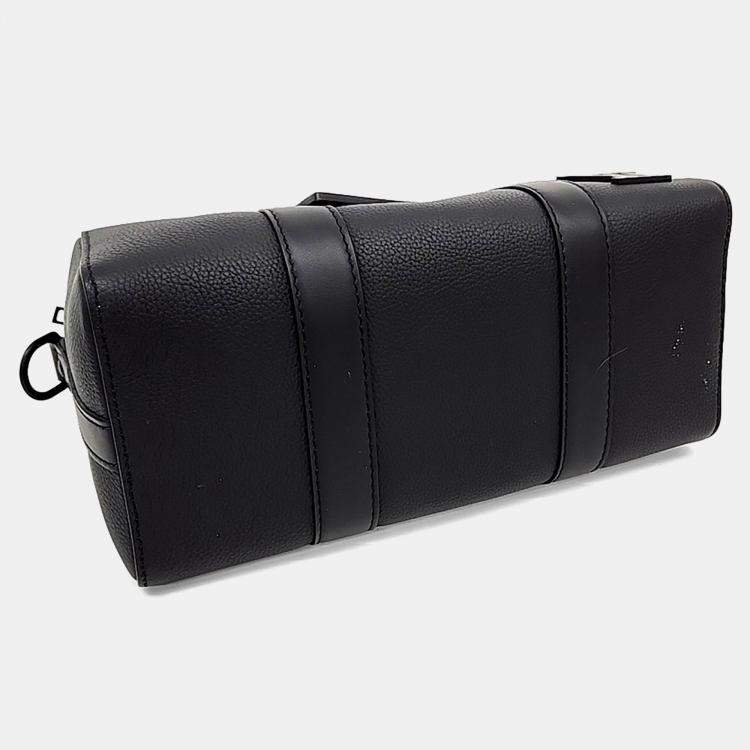 Pre Owned Louis Vuitton Black Leather City Keepall