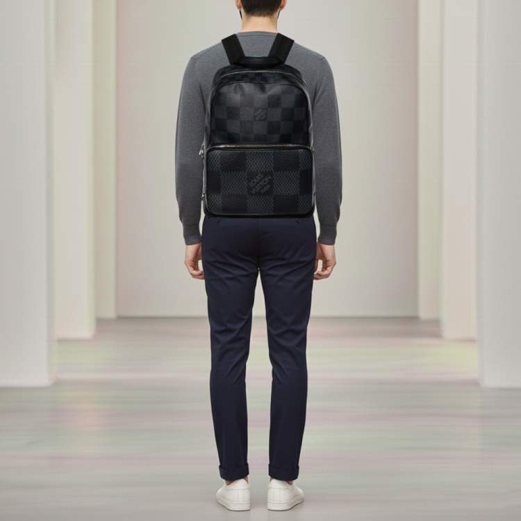 Pre Owned Louis Vuitton Campus Black/Grey Damier Graphite Canvas and Leather Backpack