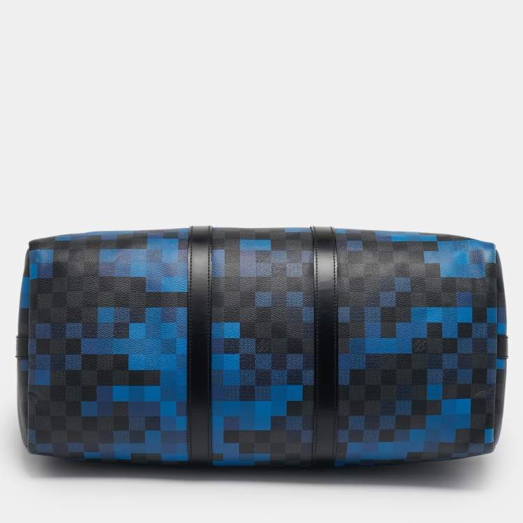 Pre Owned Louis Vuitton Keepall Bandouliere 50 Blue Damier Graphite Pixel Canvas Duffel Bag