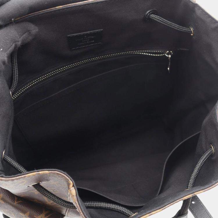 Pre Owned Louis Vuitton Christopher Mm Backpack Coated Canvas And Leather Monogram Macassar Brown Black