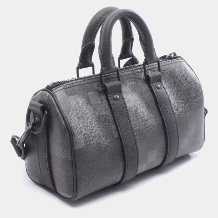 Pre Owned Louis Vuitton Keepall Bandouliere 25 Monogram Macassar Damouflage Handbag Coated Canvas And Leather Black