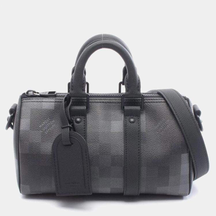 Pre Owned Louis Vuitton Keepall Bandouliere 25 Monogram Macassar Damouflage Handbag Coated Canvas And Leather Black