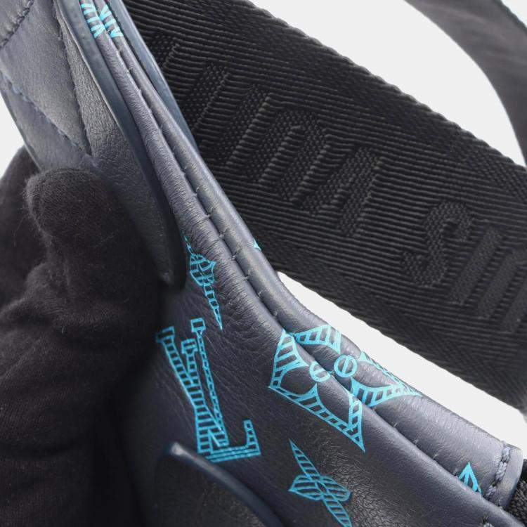 Pre Owned Louis Vuitton Duo Sling Bag Waist Body Leather Monogram Shadow Gray/Blue