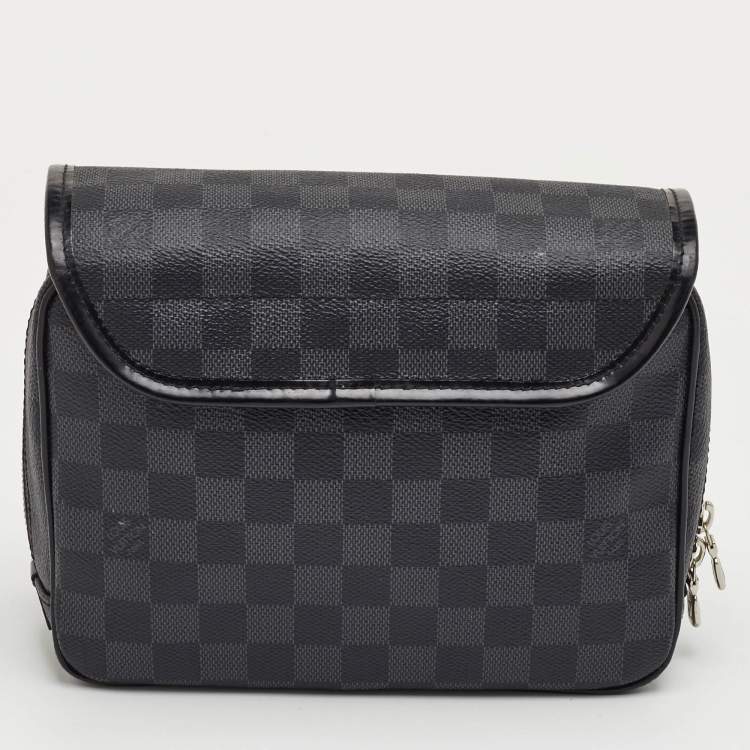 Pre Owned Louis Vuitton Toiletry Kit Black Damier Graphite Canvas Pouch