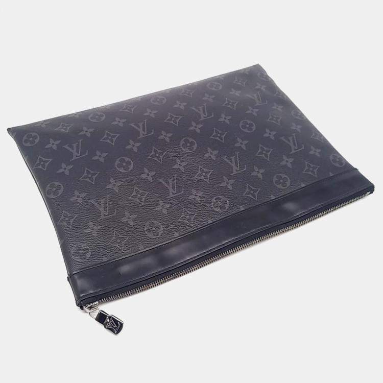 Pre Owned Louis Vuitton Black Canvas Eclipse Pochette Clutch