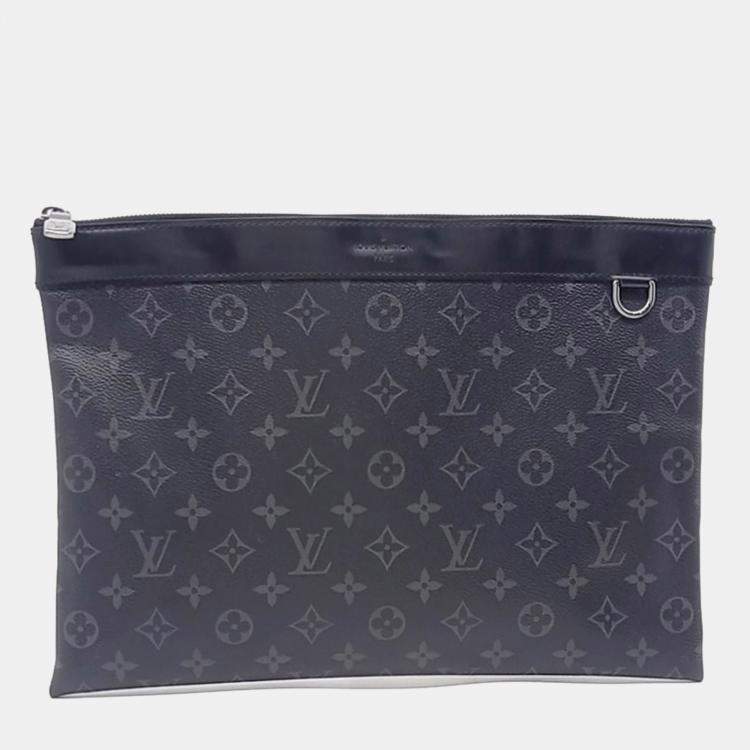 Pre Owned Louis Vuitton Black Canvas Eclipse Pochette Clutch